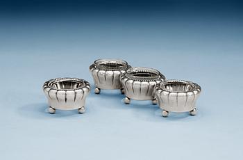 572. A set of four Georg Jensen salt cellars, Copenhagen pre 1921, 830/1000 silver, design nr 14 (3) and 149.