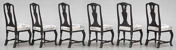 STOLAR, 6 st, senbarockstil, 1900-talets andra hälft.