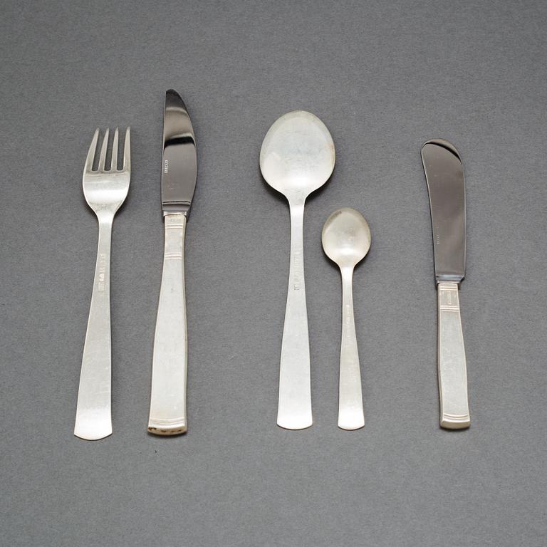 A 30 pcs silver cutlery 'Rosenholm' by Jacob Ängman for GAB, Stockholm, 1971-1993.