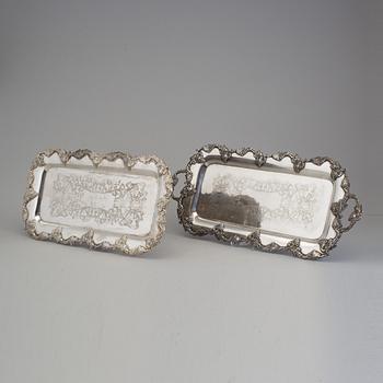 TWO PLATE TRAYS, England, ca 1900.