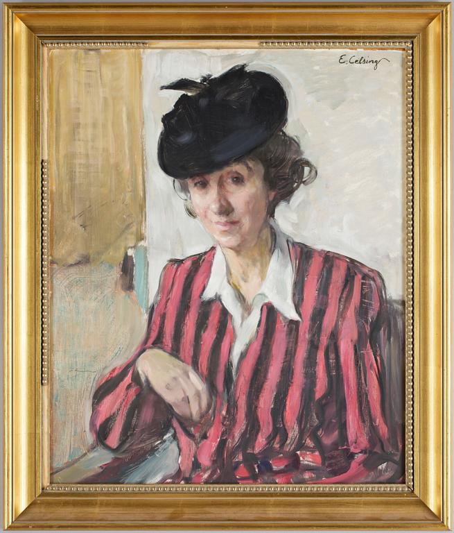 ELSA BACKLUND CELSING, olja på pannå, sign.