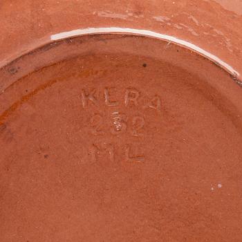 Marita Lybeck, plates, 2 pcs "Koto" and a bowl, red clay, signed ML KERA.