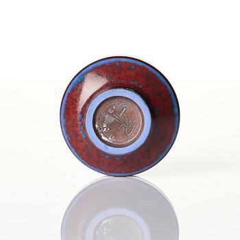 Berndt Friberg, a mahogany casket with stoneware miniatures, Gustavsberg Studio, no. 17.