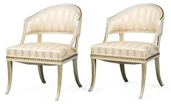 869. A pair of late Gustavian armchairs.