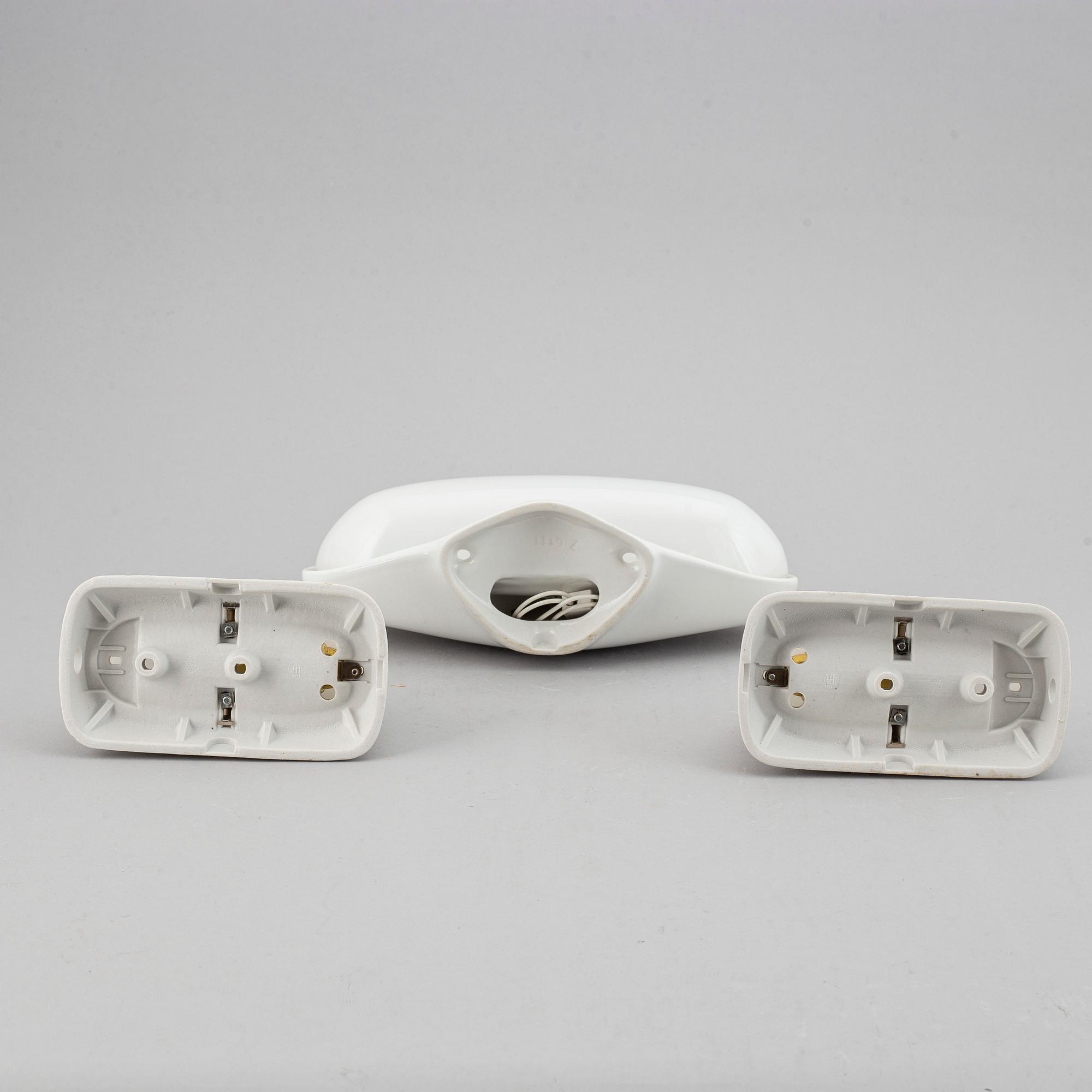 WILHELM WAGENFELD, three ceramic wall lights, Lindner Keramik, Bamberg, 1950's/60's.