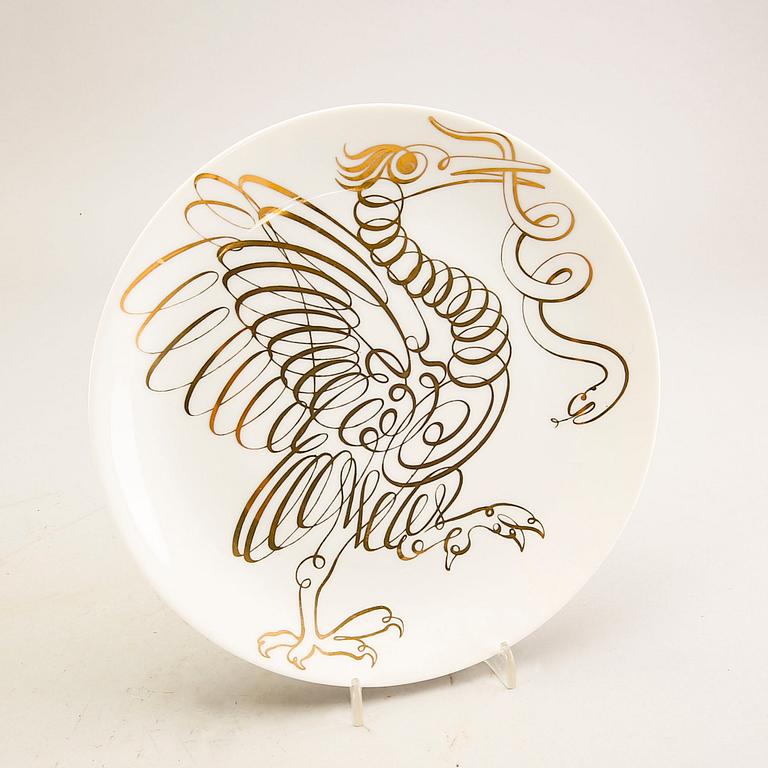 Piero Fornasetti, plates, 7 pcs, "Uccelli Calligrafic", Italy.