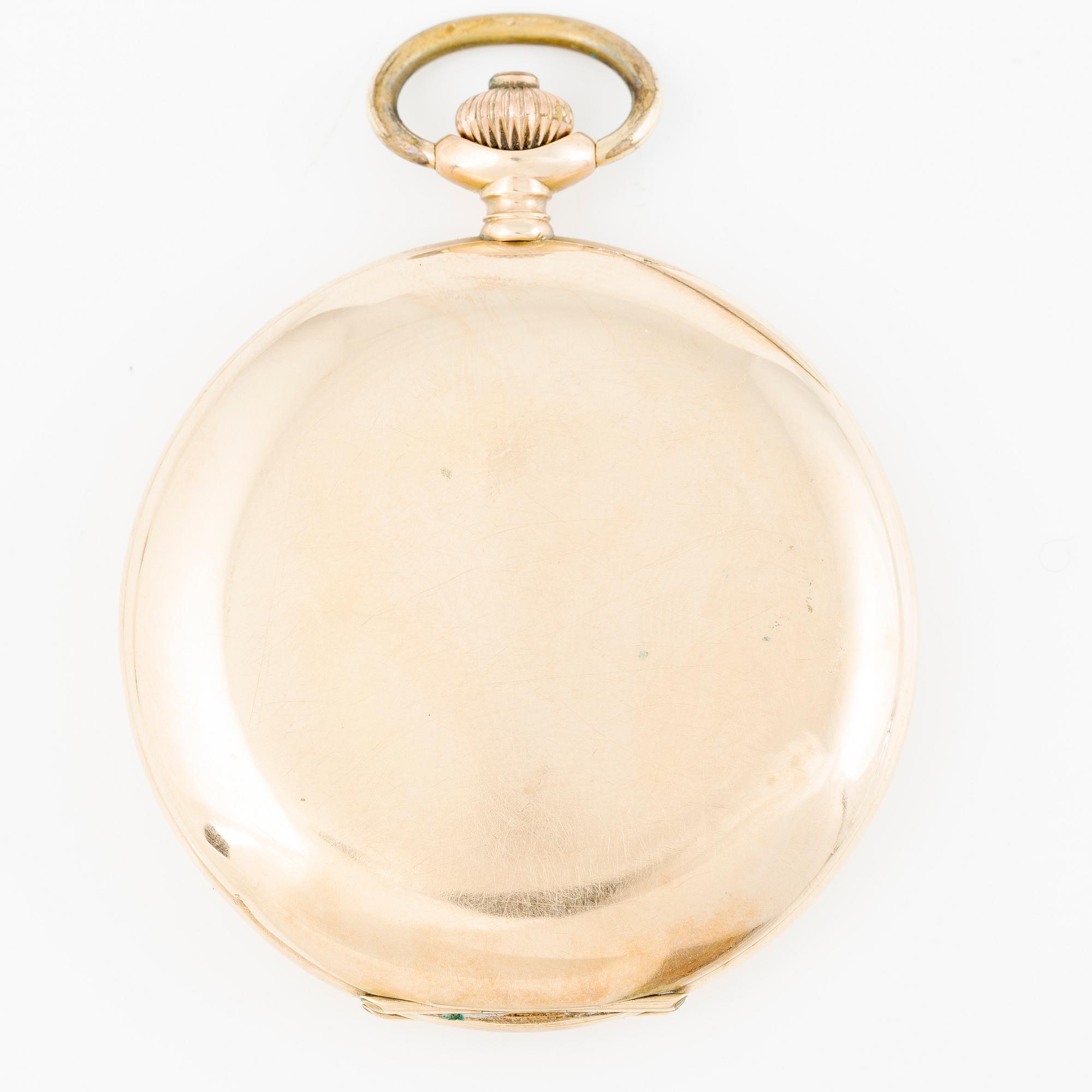 Pocket watch, hunter, 14K gold, 51 mm.