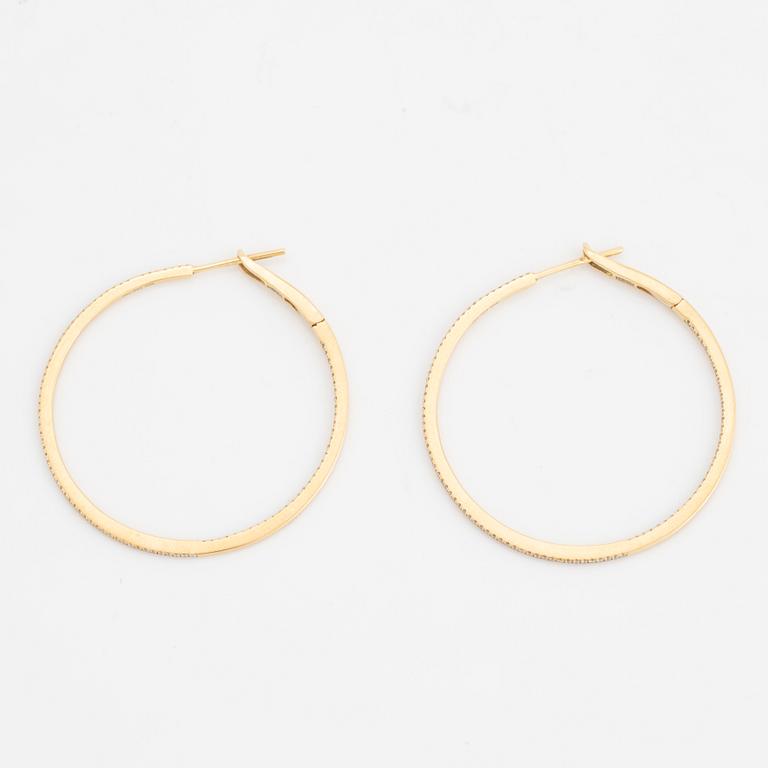 Sophie by Sophie, 18K gold and diamond hoop earrings.