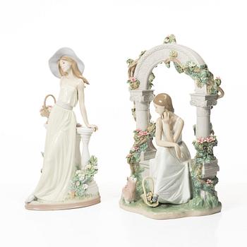 Marco Antonio Nogueron, figurine, "Tranquility", and "Time for Reflection", Lladró, Spain.