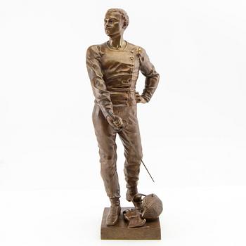 Luca Madrassi, "Schermidore" sculpture, signed patinated bronze.