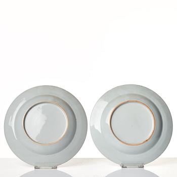A set of four blue and white plates, Qing dynasty, Qianlong (1736-95).