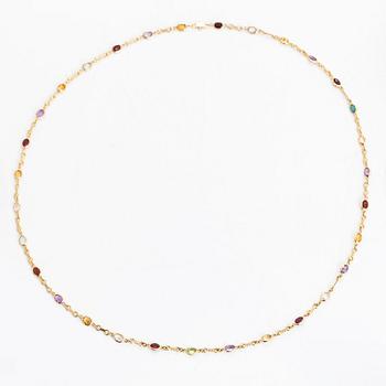Halsband, 18K guld, med flerfärgade fasettslipade stenar.