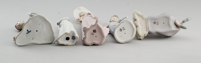 FIGURER, 5 st, porslin, bl a Lladro, Spanien.