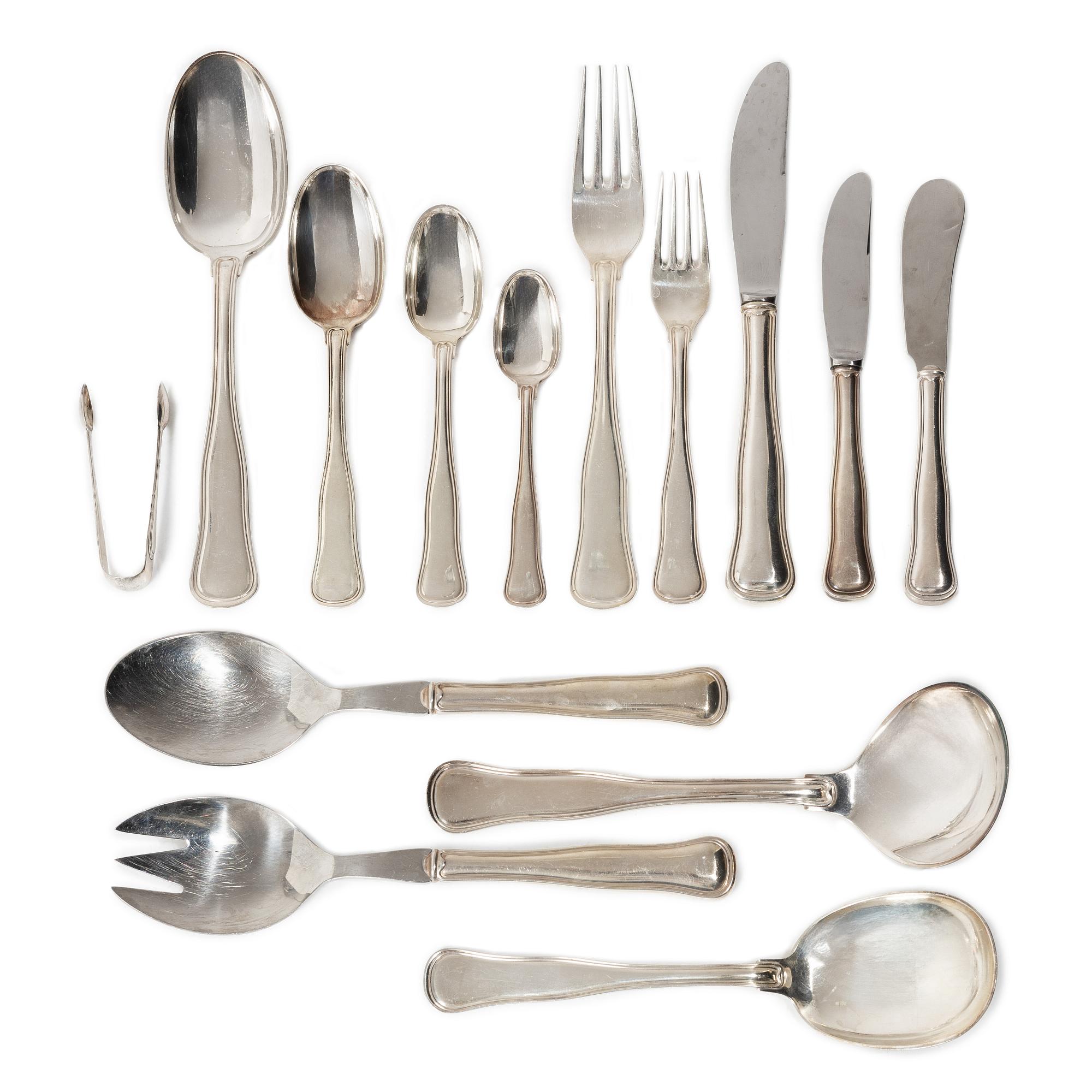 A 113 piece silver cutlery service, 'Gammel dansk' model by Chor, Denmark.