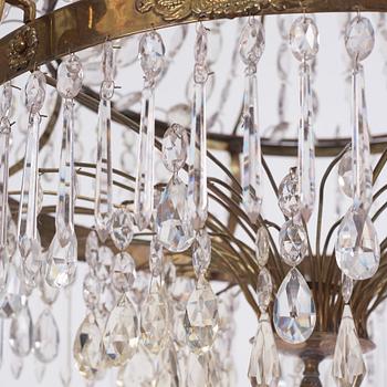 A pair of late Gustavian seven-light chandeliers, early 19th century.