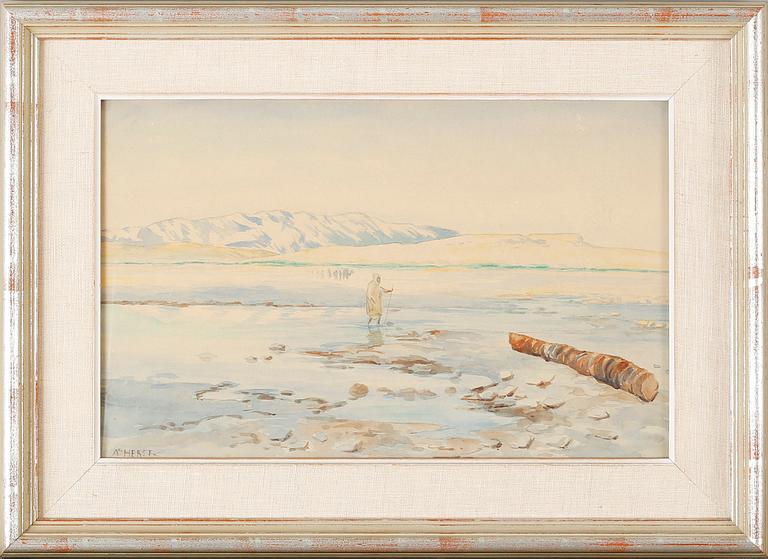 AUGUSTE CLÉMENT JOSEPH HERST, watercolor, signed.