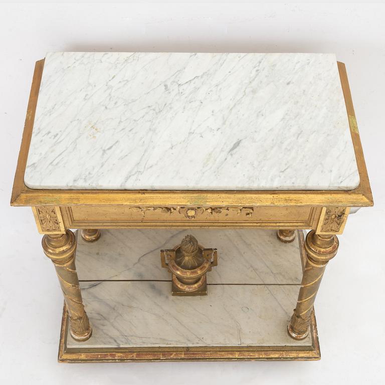 Spegel med konsolbord, senempire ca 1830-40-tal.