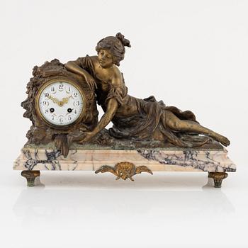 A mantle clock, after Francois and Louis Moreau, France, around 1900.