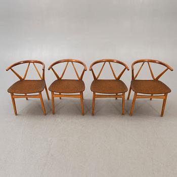 Henning Kjaernulf, chairs, 4 pcs, "model 225", for Bruno Hansen Denmark, 1960s.