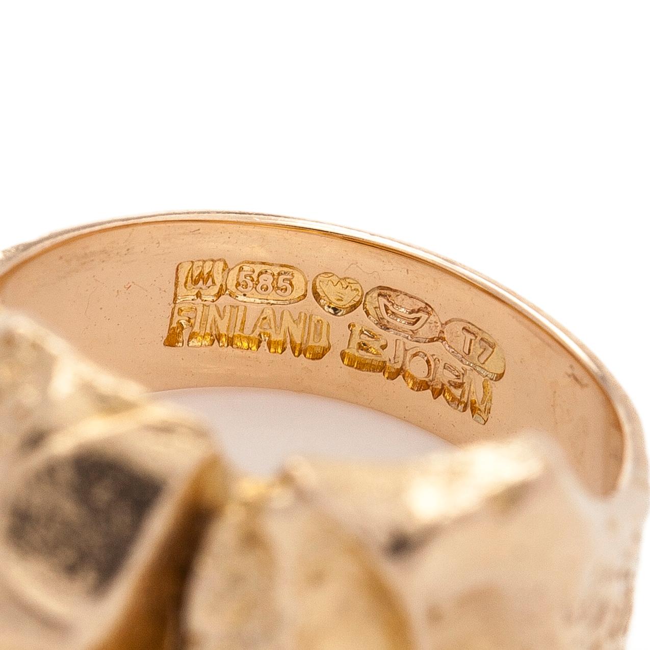 Björn Weckström, ring "Turmalinbro", 14K guld och turmalin. Lapponia 1972.