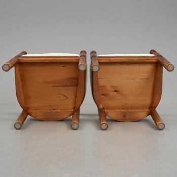 BRÖDERNA ERIKSSON (The Eriksson brothers), attributed to, a pair of stained and carved chairs, Arvika, Art Nouveau,