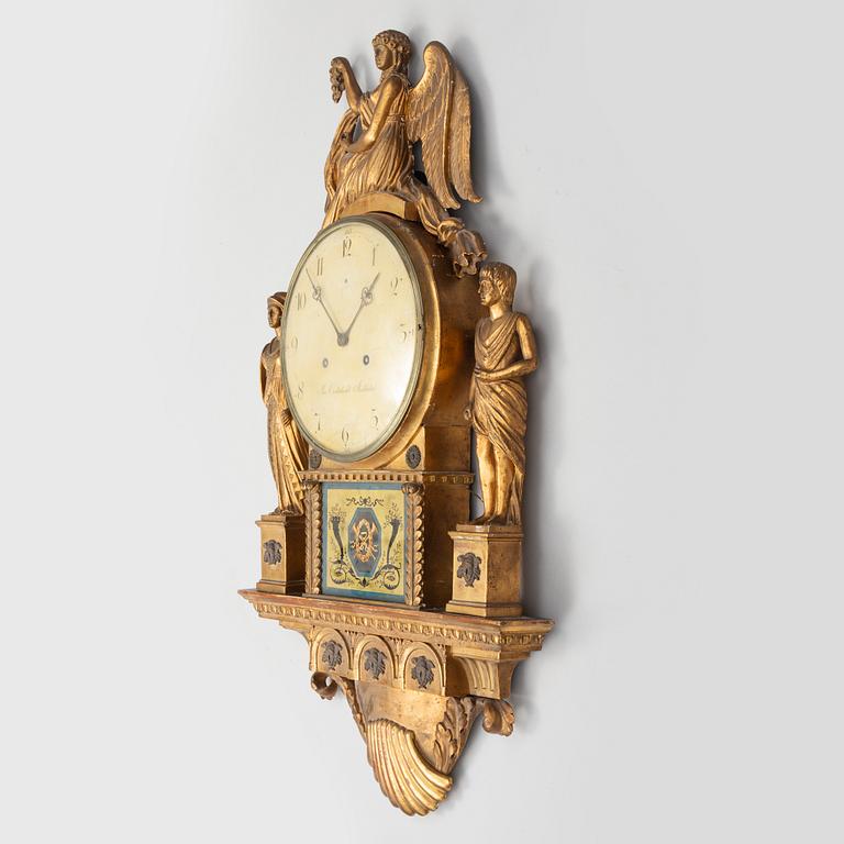 A late gustavian wall clock by Jonas Cederlund (1799-1825), Stockholm.