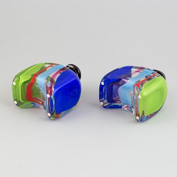 Erik Höglund, two signed glass vases, Strömbergshyttan, 1993.
