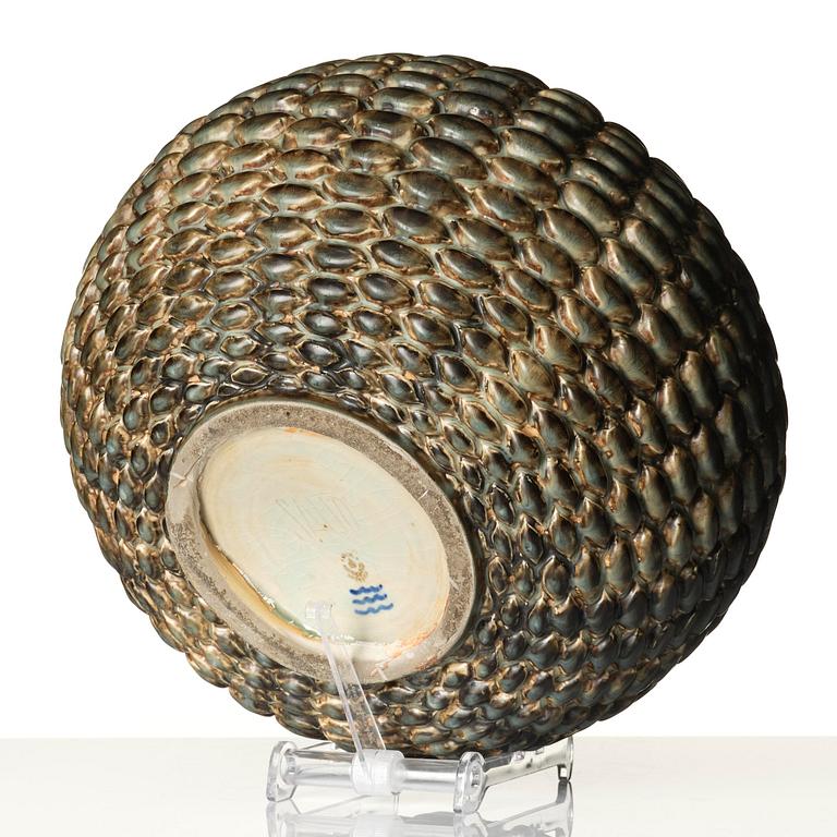 Axel Salto, a stoneware vase in the "budding" style, Royal Copenhagen, Denmark, 1940s-50s.