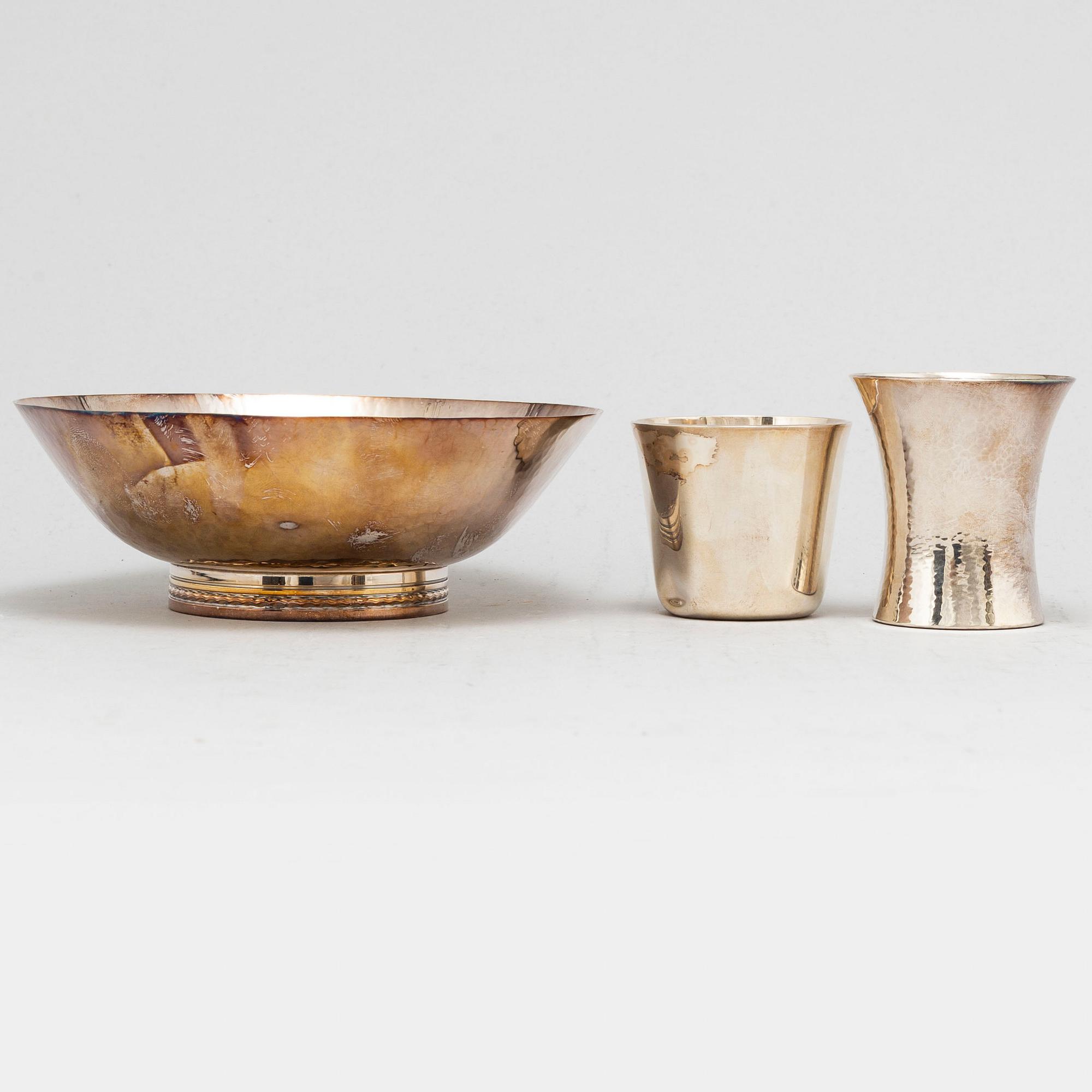 KARL-AXEL KARLSSON, MEMA, and HUGO STRÖMDAHL, three sterling silver bowls, 1950-80s.