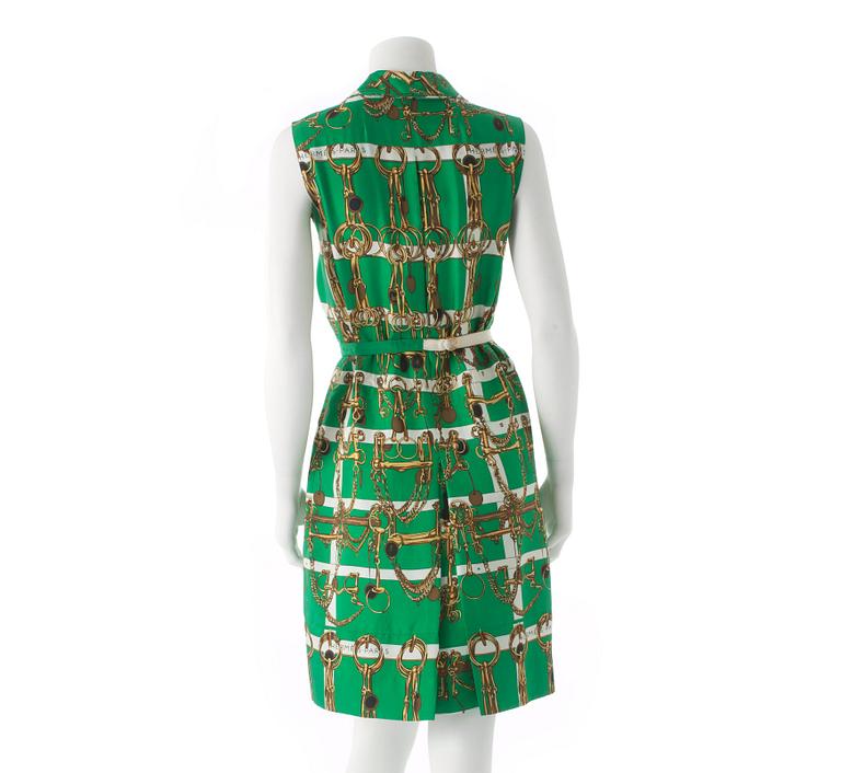 HERMÈS, a green silk dress from the 1960s.