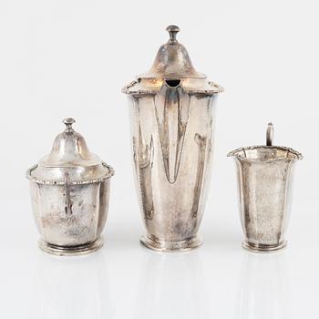 Kaffeserivs, 3 delar, silver, Wilhelm T. Binder, Tyskland, 1900-tal.
