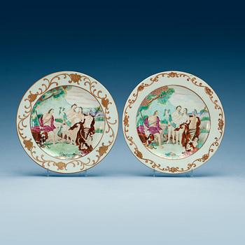 A pair of 'European Subject' dishes, Qing dynasty, Qianlong (1736-95).