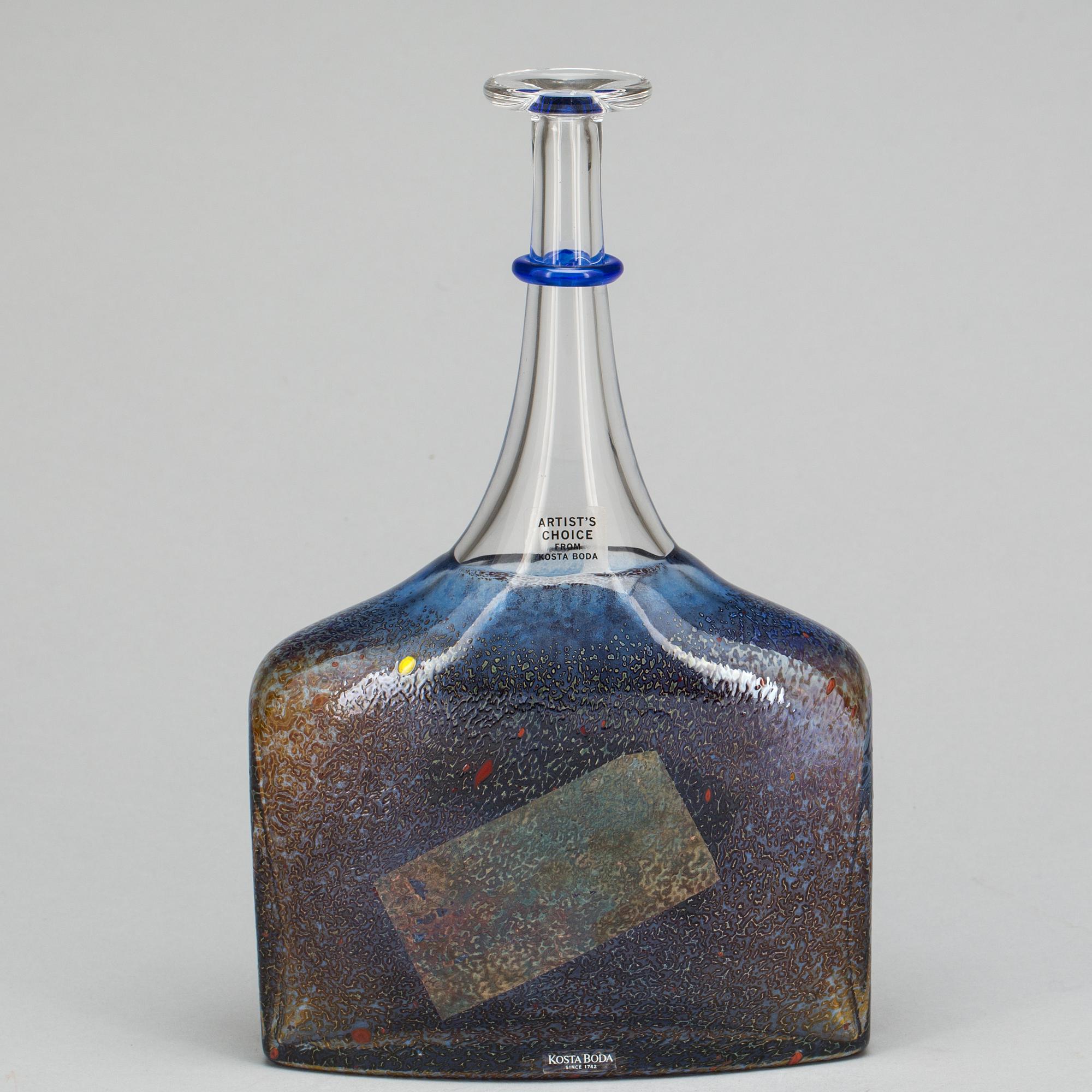 FLASKA, glas, Bertil Vallien, Kosta Boda, signerad.