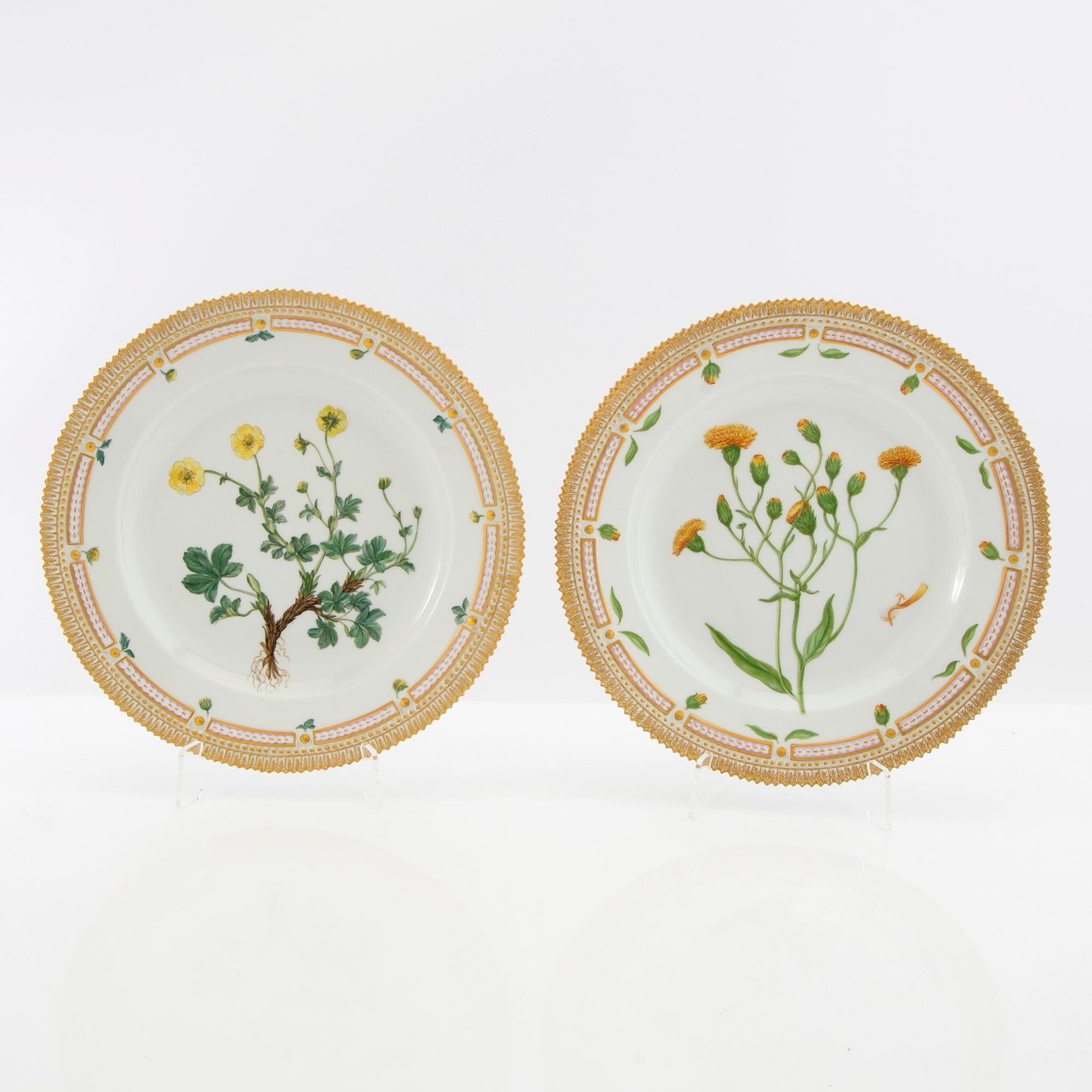 Plates 2 pcs "Flora Danica" Royal Copenhagen Denmark 1964 and 1966 porcelain.