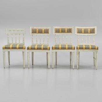 Stolar, 4 st snarlika, gustaviansk stil, 1800-tal.