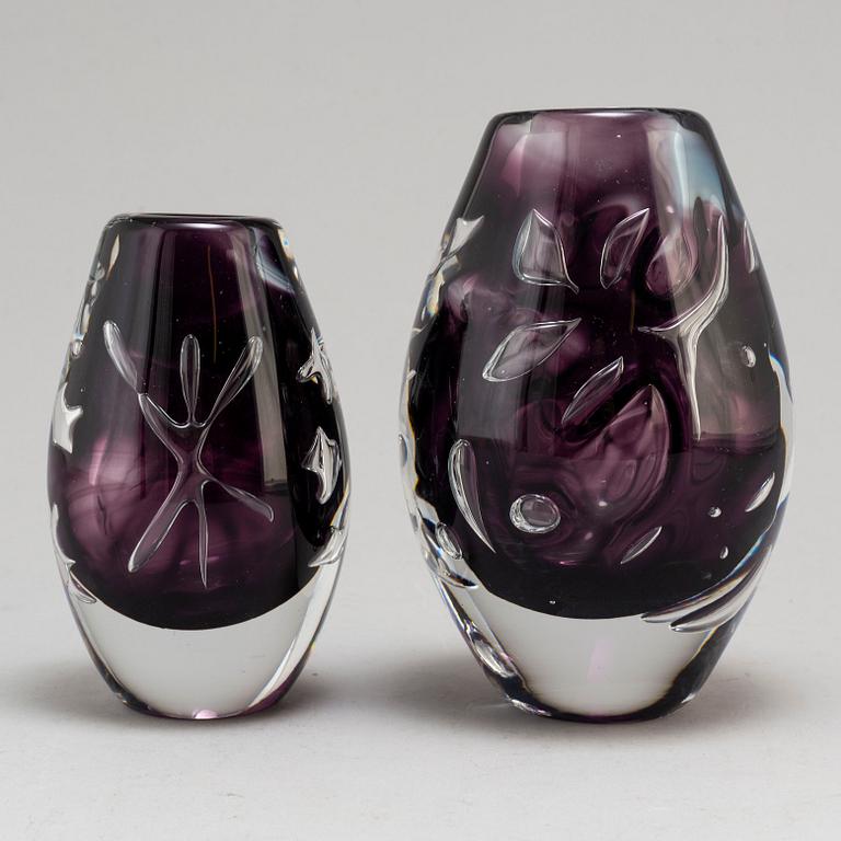 Two glass vases, Viterum, second half of the 20th century.