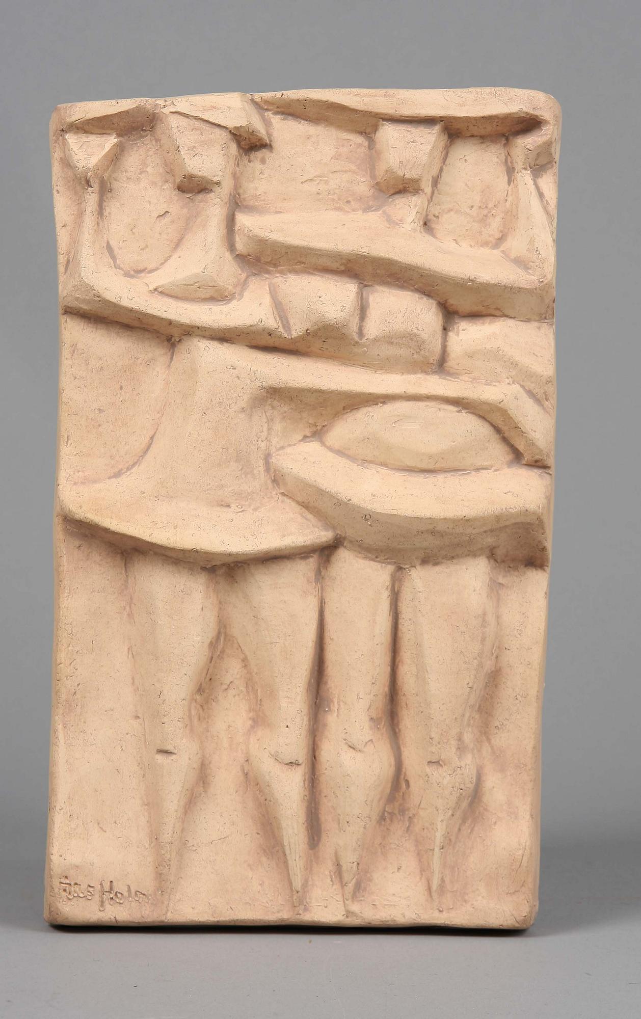 ÅKE HOLM, relief, lergods, sign.