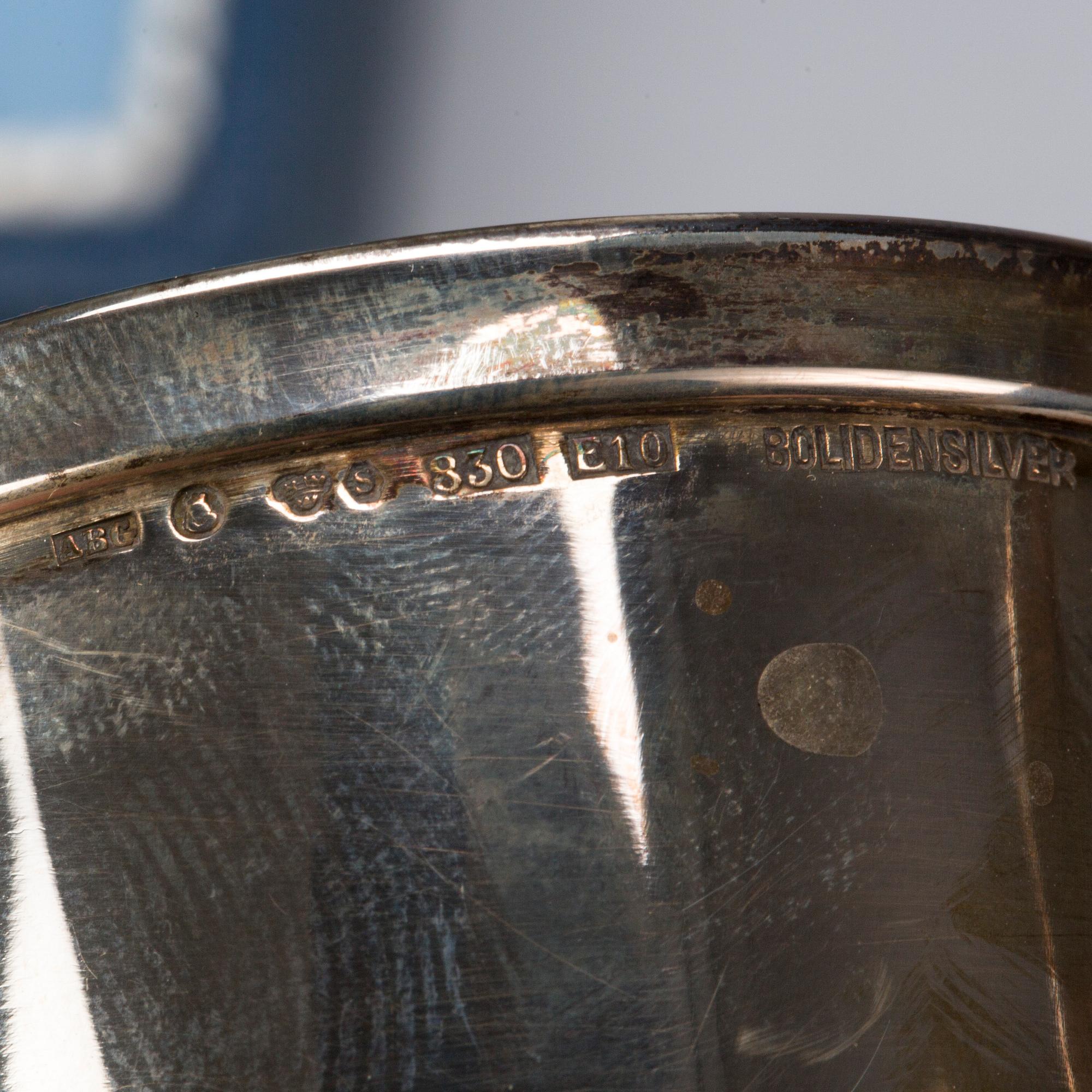 PUNCHMUGGAR, 6 stycken, ABG Stockholm 1979, bolidensilver, vikt 240 g.