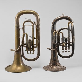 BLÅSINSTRUMENT, 2 st, bl a "Sterling ", Selmer, 1900-tal.