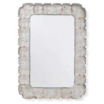 74. Carl Fagerlund, A Carl Fagerlund glass framed wall mirror, Orrefors, Sweden 1940-50's.