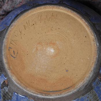 Eva Bengtsson, a stoneware floor vase, own studio, Frillesås, around the year 2000.