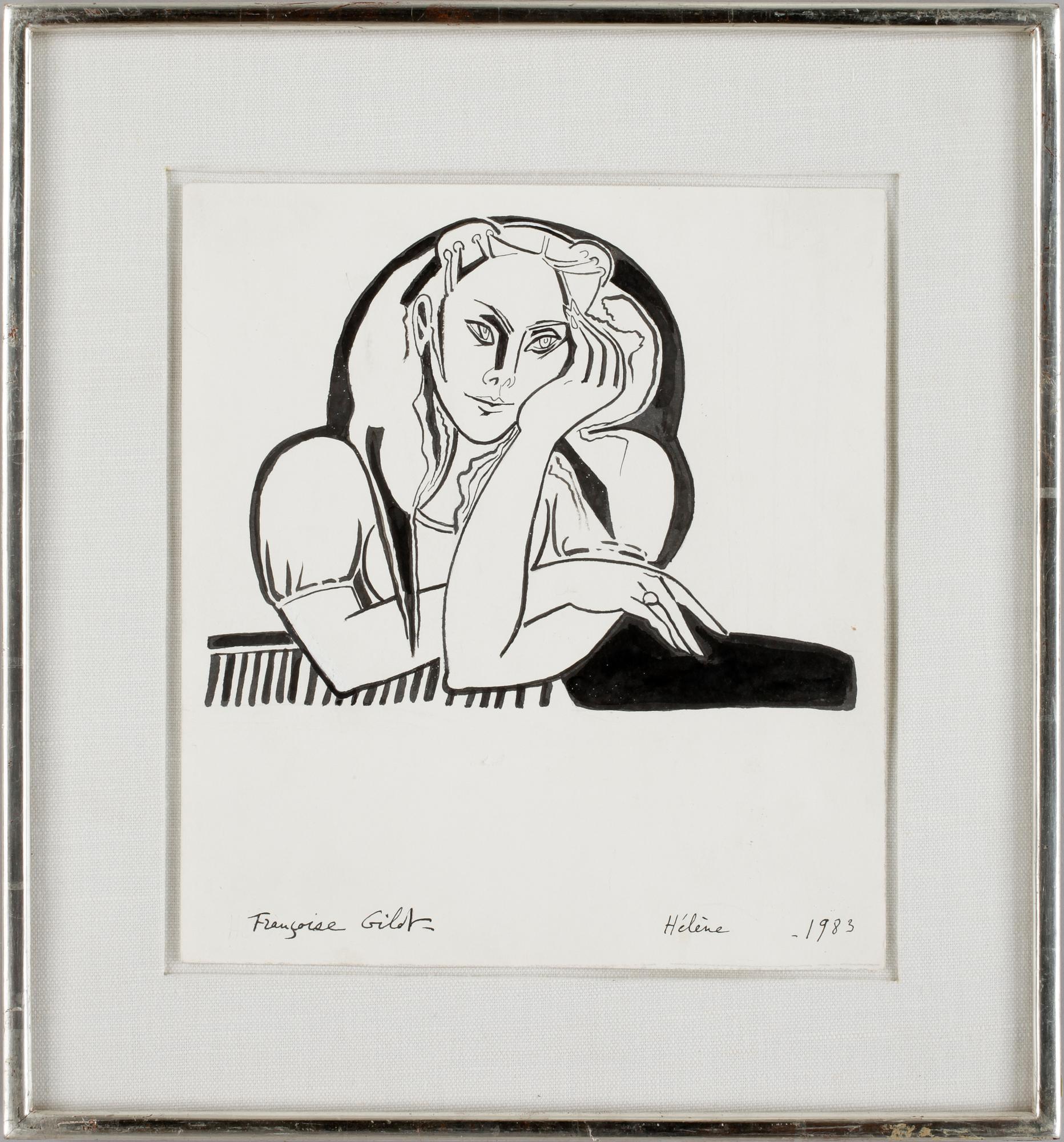 FRANCOISE GILOT, tusch, sign o dat 1983.