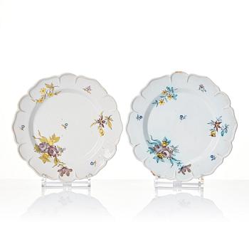 A group of six Swedish faience dishes, 18th Century.