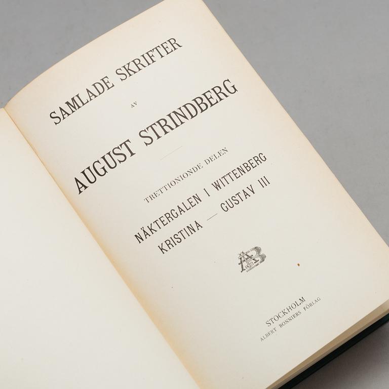 AUGUST STRINDBERGS SAMLADE VERK, 55 vol, Albert Bonniers förlag, Stockholm 1912-1919.