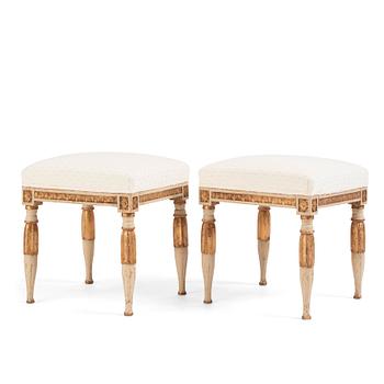 82. A pair of late Gustavians stools, late 18th century.