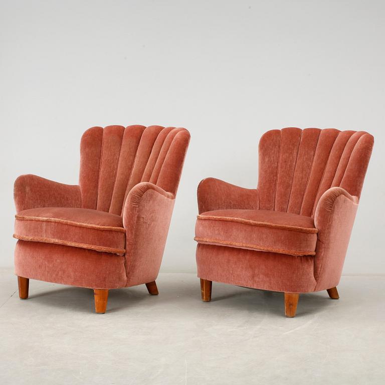 FÅTÖLJER, ett par, art déco, 1930-tal.