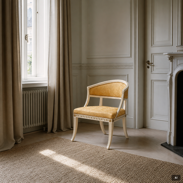 Baljfåtöljer, ett par, sengustavianska, tidigt 1800.