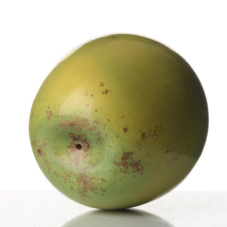 Hans Hedberg, a faience sculpture of a green apple, Biot, France.