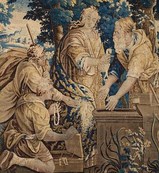 A TAPESTRY, tapestry weave, ca 303 x 402 cm, Flanders 17th century, Rebecca at the well.