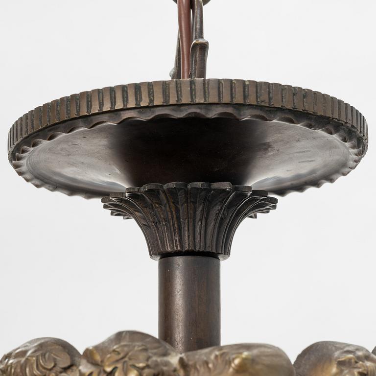 An Art Nouveau Bronze Ceiling Light, early 20th century.